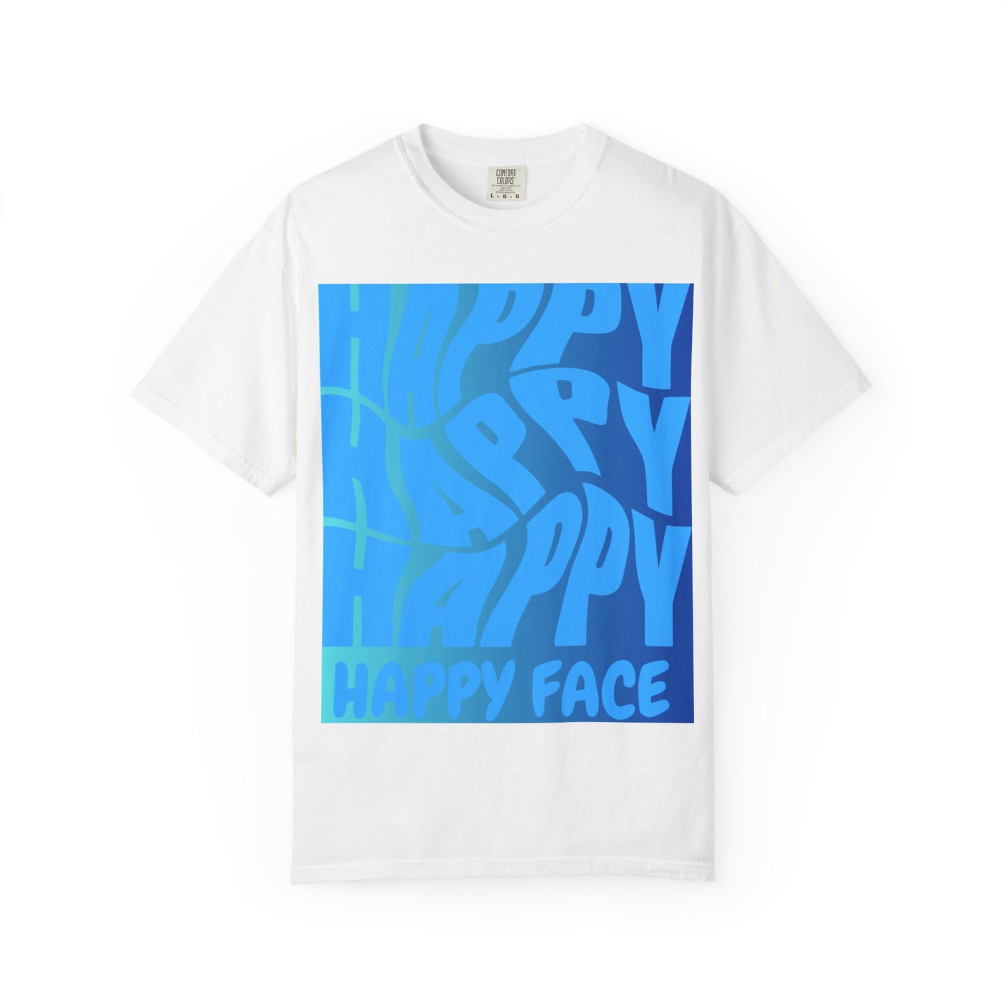 Happy Face Unisex Garment-Dyed T-shirt, Casual Wear, Graphic Tee, Gift for Friends, Summer Clothing, Positive Vibes