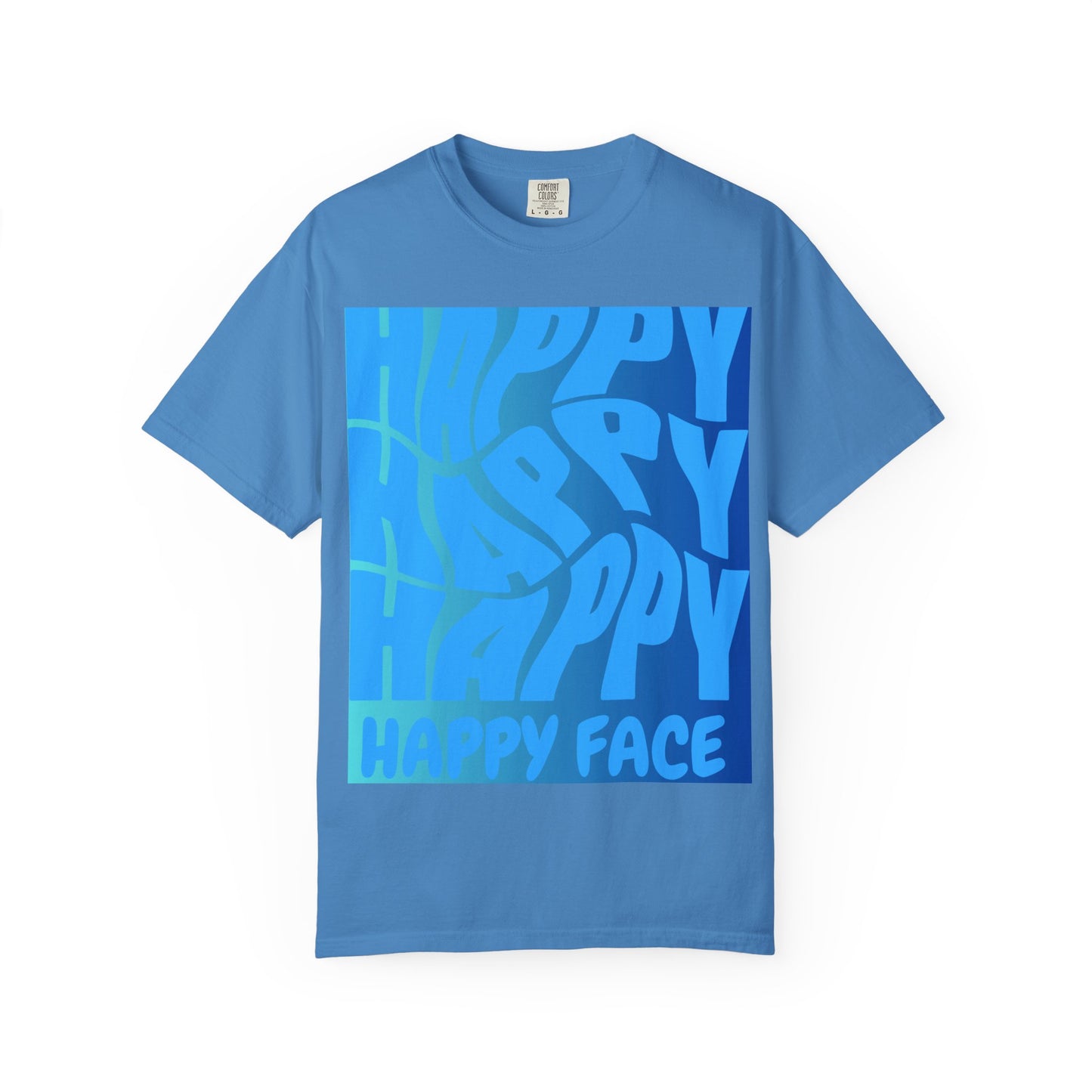 Happy Face Unisex Garment-Dyed T-shirt, Casual Wear, Graphic Tee, Gift for Friends, Summer Clothing, Positive Vibes