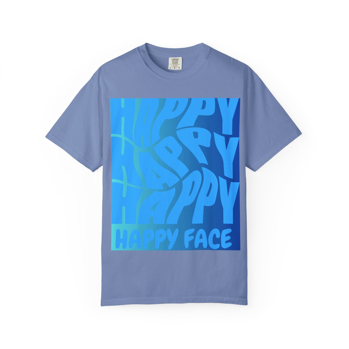 Happy Face Unisex Garment-Dyed T-shirt, Casual Wear, Graphic Tee, Gift for Friends, Summer Clothing, Positive Vibes