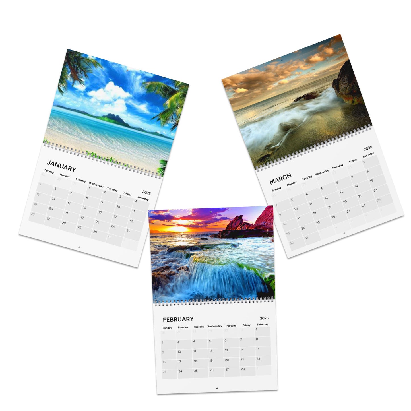 2025 Wall Calendar with Beautiful Nature Scenes, Tropical Vibes, Gift for Nature Lovers, Home Decor, Planning