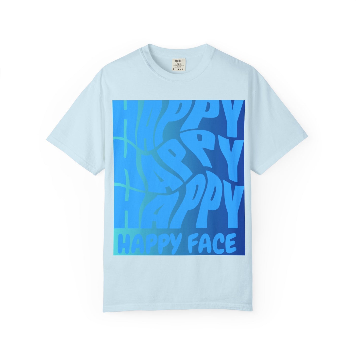 Happy Face Unisex Garment-Dyed T-shirt, Casual Wear, Graphic Tee, Gift for Friends, Summer Clothing, Positive Vibes