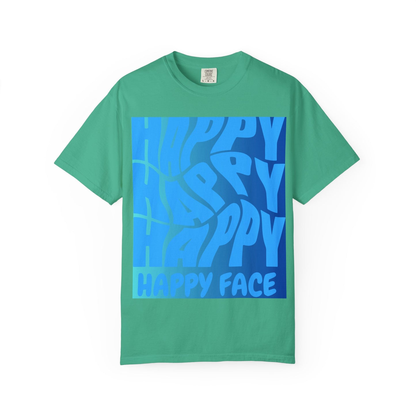 Happy Face Unisex Garment-Dyed T-shirt, Casual Wear, Graphic Tee, Gift for Friends, Summer Clothing, Positive Vibes