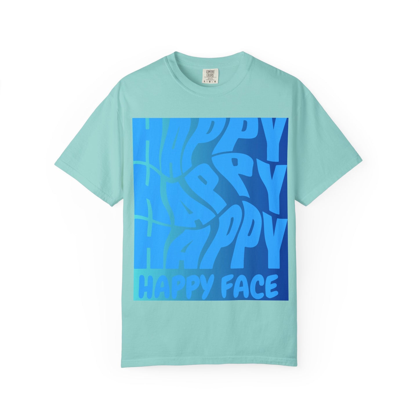 Happy Face Unisex Garment-Dyed T-shirt, Casual Wear, Graphic Tee, Gift for Friends, Summer Clothing, Positive Vibes