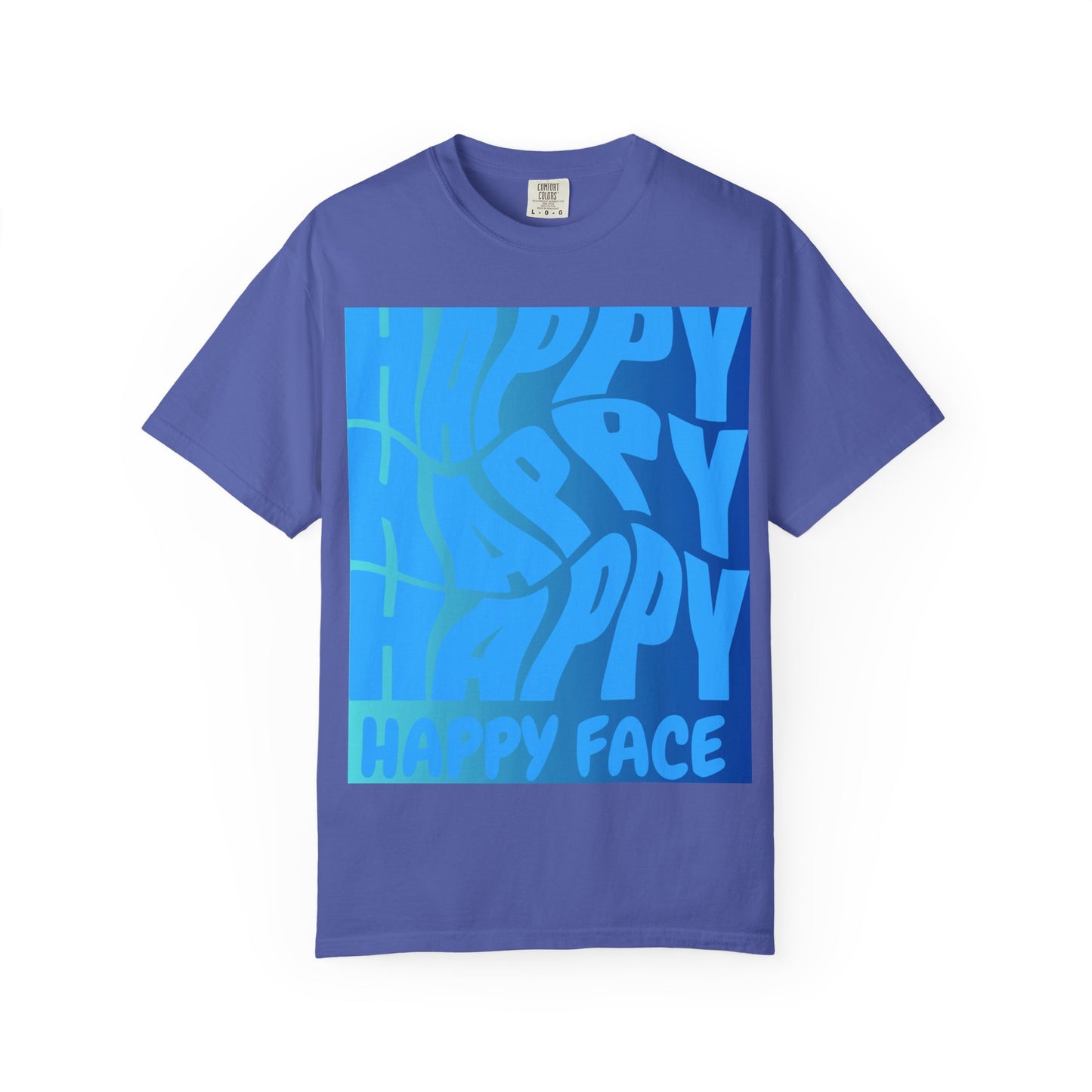 Happy Face Unisex Garment-Dyed T-shirt, Casual Wear, Graphic Tee, Gift for Friends, Summer Clothing, Positive Vibes