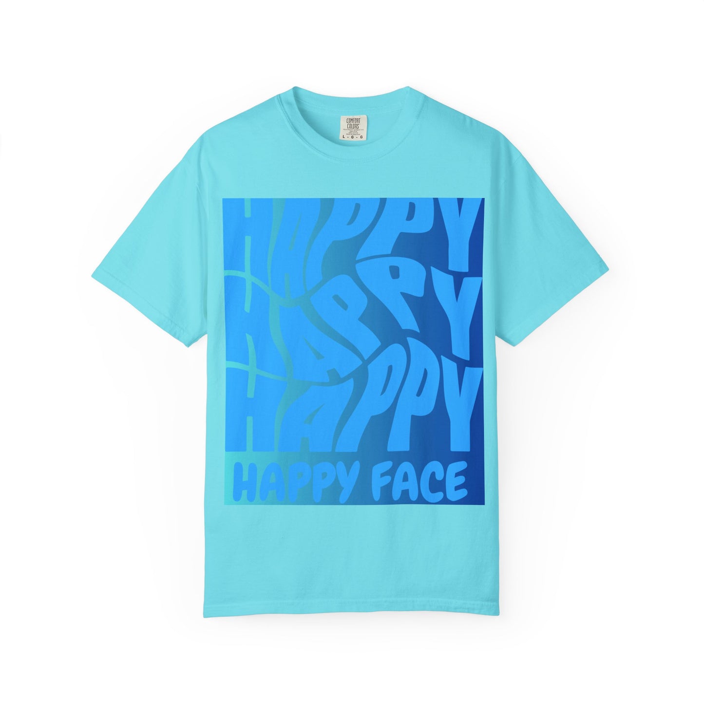 Happy Face Unisex Garment-Dyed T-shirt, Casual Wear, Graphic Tee, Gift for Friends, Summer Clothing, Positive Vibes
