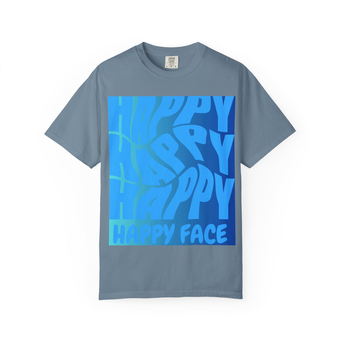 Happy Face Unisex Garment-Dyed T-shirt, Casual Wear, Graphic Tee, Gift for Friends, Summer Clothing, Positive Vibes
